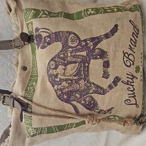 Lucky Brand Burlap Tote Bag